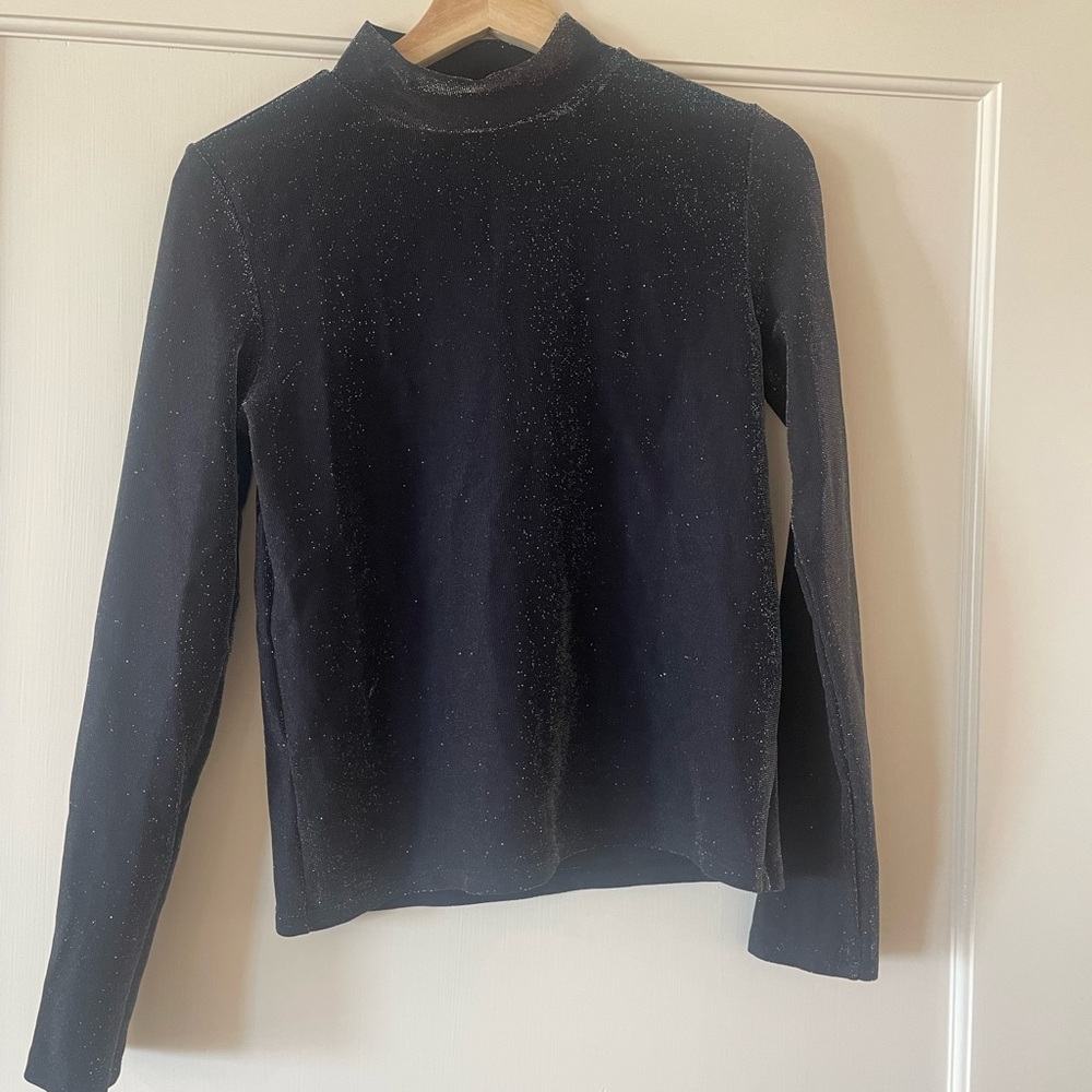 Mango Black Ribbed Fitted Long Sleeve Top